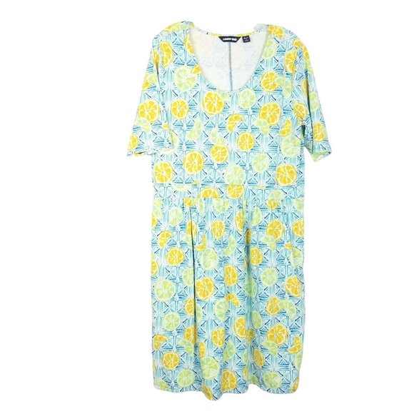 Lands' End Dresses & Skirts - LANDS END Fit Flare Midi Dresses Stretch Short Sleeve